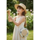 Aware Time 3-8 Yaş Kız Çocuk Hasır Aksesuarlı Fötr Şapka Çanta Set