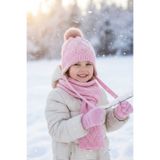 Aware Time Kitti 4-8 Yaş Kız Çocuk İncili İçi Polarlı Atkı Bere Eldiven 3'lü Takım