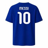 AWE Arjantin Messi 10 Forma Stili Çocuk ve Yetişkin Tişört/Tshirt -%100 Pamuk - Ön ve Arka DTF Baskı (Saks Mavisi, 565, M)