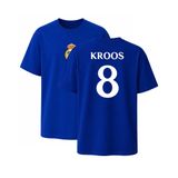 AWE Madrid Kroos #8 Forma Stili Çocuk ve Yetişkin Tişört.%100 Pamuk, Ön ve Arka Baskılı Futbol Taraftar T-Shirt (Sax Mavi,573,11-12 Yaş)