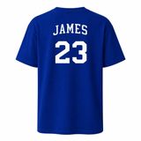 AWE Philadelphia James #23 Basketbol Stili Çocuk ve Yetişkin Tişört.%100 Pamuk, Ön ve Arka Baskılı Taraftar T-Shirt (Sax Mavi,576,M)