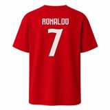AWE Portekiz Ronaldo #7 Forma Stili Çocuk ve Yetişkin Tişört.%100 Pamuk, Ön ve Arka Baskılı Futbol Taraftar T-Shirt (Kırmızı,563,7-8 Yaş)
