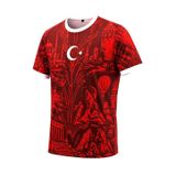 AWE Türkiye Baskılı Erkek Forma,%100 Polyester, Kısa Kollu, Yuvarlak Yaka, Ay Yıldız ve İstanbul Desenli Taraftar Forması (Kırmızı, M)