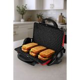 Awox Orion Tost Ve Izgara Makinesi 1800 W Döküm Plaka Kırmızı 180° Açılabilir Özellik