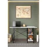 Awox Tares Çalışma Masası Dekoratif 2 Raflı Çalışma Masası Ofis ve Bilgisayar Masası - 120X60 - Beyaz