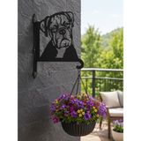 Awt Store Metal Boxer Köpek Figürlü Dekoratif Duvar Tipi Saksı Askılığı 3 mm Siyah