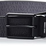 A|X ARMANI EXCHANGE Erkek Allover Kabartmalı Logo Ters Çevrilebilir Kemer, Siyah/Gri, Tek Beden