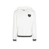 A|X ARMANI EXCHANGE Erkek Collegiate Kapsül Pamuk Fransız Terry Logo Yama Kazak Hoodie Sweatshirt, Kırık beyaz, L