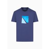 A|X ARMANI EXCHANGE Erkek Düzenli Fit Pamuk Balta Kare Logo Tee, Deniz Harp Okulu, S