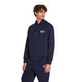 A|X ARMANI EXCHANGE Erkek Jakarlı Polar Klasik Basit Logo Kazak Hoodie Sweatshirt, Lacivert, S