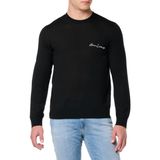 A|X ARMANI EXCHANGE Erkek Merinos Yün Karışımı İmza Logo Bisiklet Yaka Kazak Kazak, Siyah, S