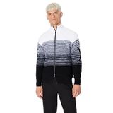 A|X ARMANI EXCHANGE Erkek Pamuk Ombre Tam Zip Mock Boyun Kazak, Siyah/Beyaz, S