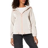 A|X Armani Exchange Kadın Colorblocked Lamine Kapüşonlu Rüzgarlık Ceket, Opt Beyaz/Aura, Small, Opt Beyaz/Aura, S