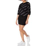 A|X ARMANI EXCHANGE Kadın kısa kollu şifre baskı örgü Bodycon kazak elbise, Siyah Şifre, M
