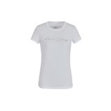 A|X ARMANI EXCHANGE Kadın Rhinestone Script Logo Pamuklu Bisiklet Yaka Tişört, Optik Beyaz, S