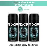 Axe Apollo Erkek Deodorant & Bodyspray 48 Saat Ferahlık 150 ml x3