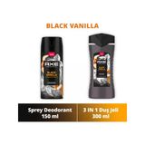 Axe Black Vanilla Duş Jeli 3 In 1 Vücut Saç Yüz 300 ml + Erkek Sprey Deodorant 150 ml