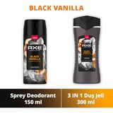 Axe Black Vanilla Duş Jeli 3 In 1 Vücut Saç Yüz 300 ml + Erkek Sprey Deodorant 150 ml