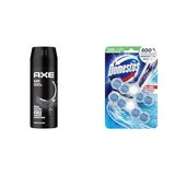 Axe Erkek Deodorant & Bodyspray Black 48 Saat Etkileyici Koku (150 ml)(1) Domestos Okyanus Ferahlığı 5'li Güç Duopack Tuvalet Bloğu (1 x 2 Adet)(3)