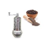 Axe Grinder Parlak Gümüş Renk Osmanlı Motifli Otantik Karabiber Tuz Pirinç Değirmeni Mini Şık Öğütücü