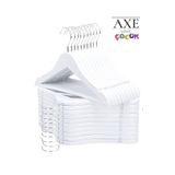 AXE HOME 12 Adet Beyaz Çocuk Elbise Askı Ahşap Görünümlü Bebek Askısı Kıyafet Elbise Askısı