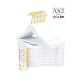 AXE HOME 12 Adet Beyaz Gold Kanca Çocuk Elbise Askı Ahşap Görünümlü Bebek Askısı Kıyafet Elbise Askısı