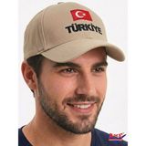 Axe Sportswear Arkası Ayarlanabilir Cırtlı Türkiye Türk Bayrağı Nakışlı Işlemeli Kasketli Beyzbol Kep Şapka - Standart - Bej