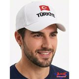 Axe Sportswear Arkası Ayarlanabilir Cırtlı Türkiye Türk Bayrağı Nakışlı Işlemeli Kasketli Beyzbol Kep Şapka - Standart - Beyaz