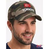 Axe Sportswear Arkası Ayarlanabilir Cırtlı Türkiye Türk Bayrağı Nakışlı Işlemeli Kasketli Beyzbol Kep Şapka - Standart - Kamuflaj