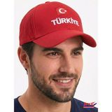 Axe Sportswear Arkası Ayarlanabilir Cırtlı Türkiye Türk Bayrağı Nakışlı Işlemeli Kasketli Beyzbol Kep Şapka - Standart - Kırmızı