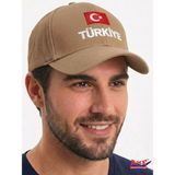 Axe Sportswear Arkası Ayarlanabilir Cırtlı Türkiye Türk Bayrağı Nakışlı Işlemeli Kasketli Beyzbol Kep Şapka - Standart - Sütlü Kahve