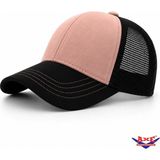 Axe Sportswear Unisex Yazlık Önü Süet Arkası Fileli Ayarlanabilir Tokalı Kasketli Beyzbol Kep Şapka - Standart - Pudra