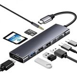 Axe Tools Metal Kasa Usb 3.0 Type C 9 In 1 Hdmı - Mikro Sd Kart Okuyucu - Kulaklık Çevirici Hub