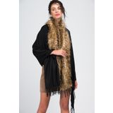 Axesoire 11387 Siyah-camel Yumuşak Dokulu Panço