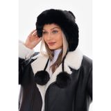 Axesoire 14641 Ponponlu Üzeri Peluş Kürklü Siyah Pilot Şapka Bere