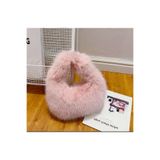 Axesoire NWC-001 Pembe Peluş Kadın Omuz Çantası Yumuşak Dokulu Günlük El ve Kol Çantası