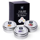 Axiom Home – 3'lü Paket Hafif Kokulu Teneke Mum - 15 Saat Uzun Ömürlü - Kombo (Çilek, Portakal, Lavanta) – Dumansız Stres Giderme ve Aromaterapi Doğal Mum Kadınlar ve Ev Dekoru için Hediye