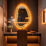 Axira Led'li Lazer Kumlamalı Lavabo & Banyo Aynası (Dokunmatik Sensörlü) amber ledli 90 x 55