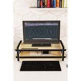 Axolotl Çift Katlı Monitör Standı Çok Amaçlı Telefon Bölmeli Masaüstü Organizer ve Bilgisayar Yükselticisi - 55 x 25 x 15 cm - Safir Meşe
