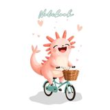 Axolotl Riding a Bicycle Notebook: Ideal for writing, journaling, school notes, or creative thoughts. Size 6x9 Inches and 120 Lined Pages.