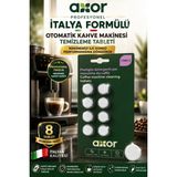 AXOR Otomatik Kahve Makinesi Temizleme Tableti 8'li | Profesyonel İtalya Formülü | Kahve Yağı Temizleyici |
