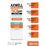 Axwell SPF 50+ Leke Karşıtı Nemlendirici Güneş Kremi 50 ML Tüm Cilt Tipleri İçin Yüksek Koruma