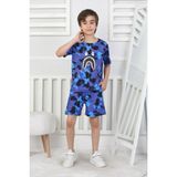 Axxan Bape Şort Tişort Ikili Takım Erkek Çocuk Şortlu Takım Kız Çocuk Şortlu Takım Dijital Baskılı - 14 - 15 Yaş - Mavi