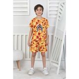Axxan Bape Şort Tişort Ikili Takım Erkek Çocuk Şortlu Takım Kız Çocuk Şortlu Takım Dijital Baskılı - 14 - 15 Yaş - Sarı