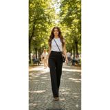 Axxan kadın palazzo pantolon boydan çımalı beli lastikli bol paça esnek pantolon 110 cm Siyah M