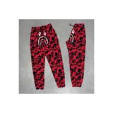 Axxan KOPYA - İki İplik Mevsimlik Bape Nakişli Eşofman Pantolon - Gri Kırmızı 12-13 Yaş