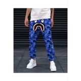 Axxan KOPYA - İki İplik Mevsimlik Bape Nakişli Eşofman Pantolon - Gri Mavi 10-11 Yaş