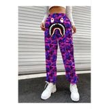 Axxan KOPYA - İki İplik Mevsimlik Bape Nakişli Eşofman Pantolon - Gri Mor 14-15 Yaş