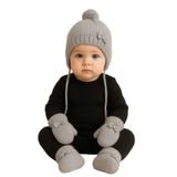 Axxan yenidogan erkek kız bebek seti hastane çıkışı seti şapka eldiven patik çorap seti 3lü set 0/12 ay Gri Tek Ebat