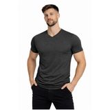 AXXEL Erkek Antrasit Melanj Pamuk Likralı Süprem V Yaka Kısa Kollu-T-shirt-D231